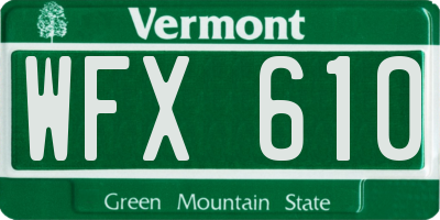 VT license plate WFX610