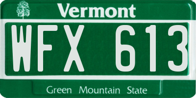 VT license plate WFX613