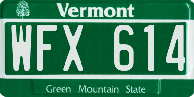 VT license plate WFX614