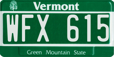 VT license plate WFX615