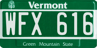 VT license plate WFX616