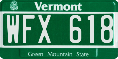 VT license plate WFX618