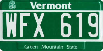 VT license plate WFX619
