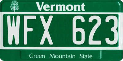 VT license plate WFX623