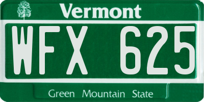 VT license plate WFX625