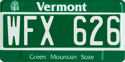VT license plate WFX626