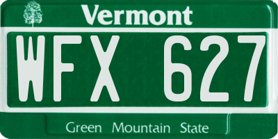 VT license plate WFX627