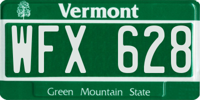 VT license plate WFX628