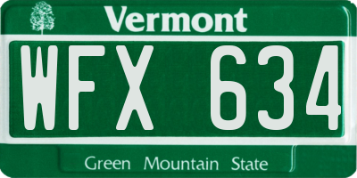 VT license plate WFX634