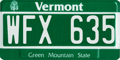 VT license plate WFX635