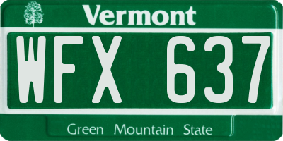 VT license plate WFX637