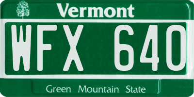 VT license plate WFX640