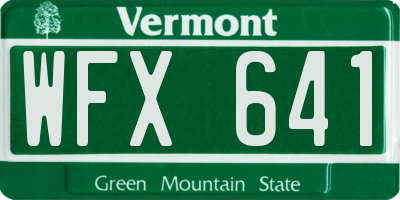 VT license plate WFX641