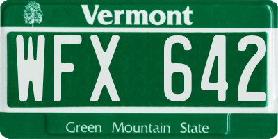 VT license plate WFX642