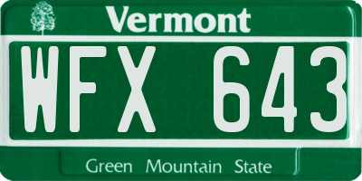 VT license plate WFX643