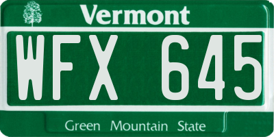 VT license plate WFX645