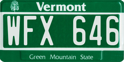 VT license plate WFX646