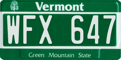 VT license plate WFX647