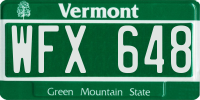 VT license plate WFX648