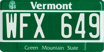 VT license plate WFX649