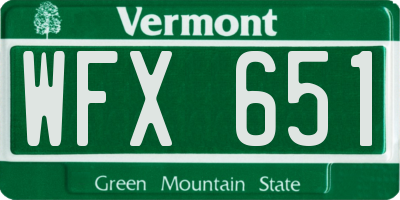 VT license plate WFX651