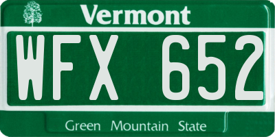 VT license plate WFX652