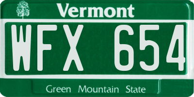 VT license plate WFX654