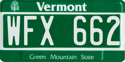 VT license plate WFX662