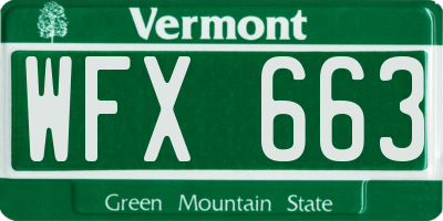 VT license plate WFX663