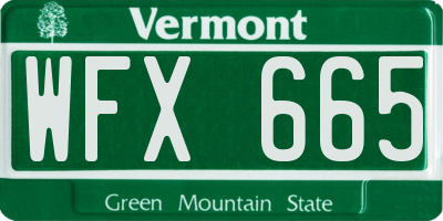 VT license plate WFX665