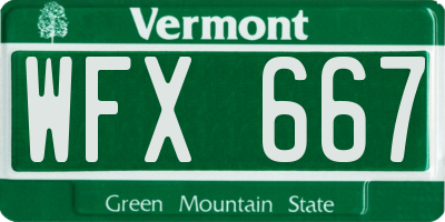 VT license plate WFX667