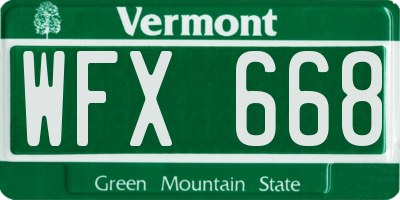 VT license plate WFX668