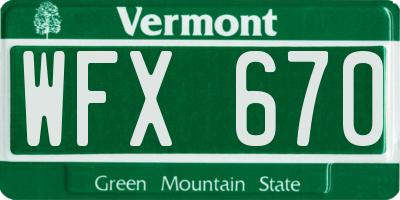 VT license plate WFX670
