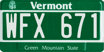 VT license plate WFX671