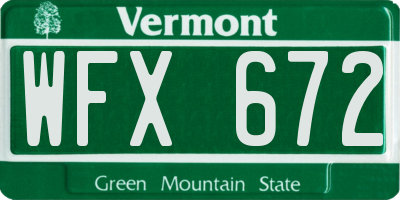 VT license plate WFX672