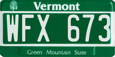 VT license plate WFX673