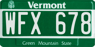 VT license plate WFX678