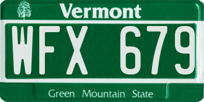 VT license plate WFX679