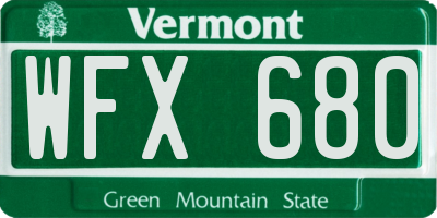 VT license plate WFX680