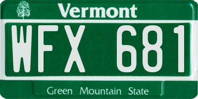 VT license plate WFX681