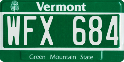 VT license plate WFX684
