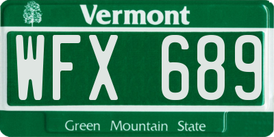 VT license plate WFX689