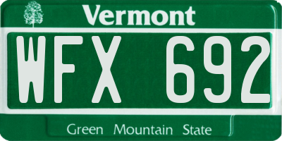 VT license plate WFX692