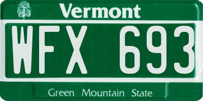 VT license plate WFX693