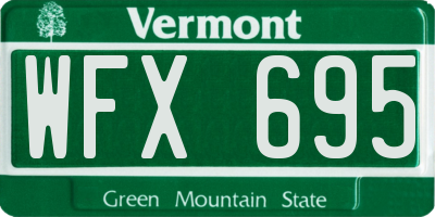 VT license plate WFX695