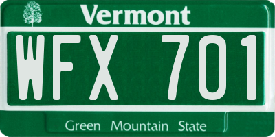 VT license plate WFX701