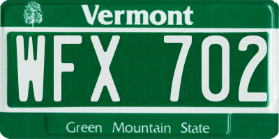 VT license plate WFX702