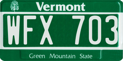 VT license plate WFX703