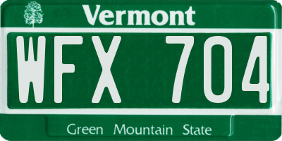 VT license plate WFX704