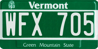 VT license plate WFX705
